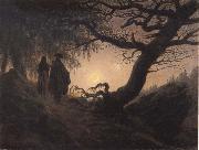 Caspar David Friedrich Man and Woman contemplating the Moon oil painting reproduction